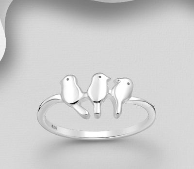 925 Sterling Silver Birds Ring