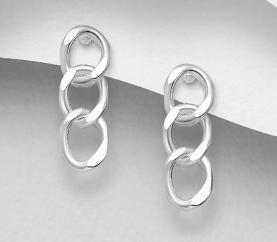 925 Sterling Silver Links Push-Back Earrings