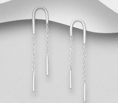 925 Sterling Silver Push-Back Links Earrings