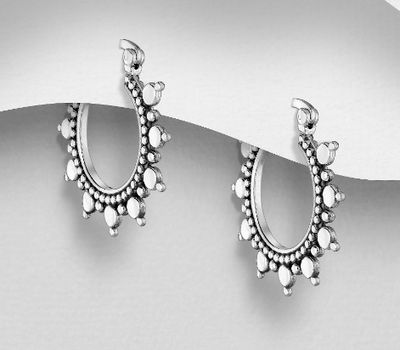 925 Sterling Silver Oxidized Hoop Earrings