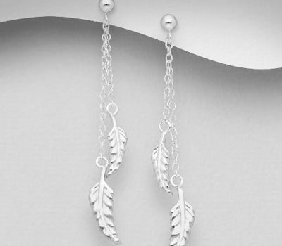 925 Sterling Silver Push-Back Leaf Earrings