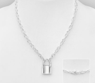 Malın səhifəsinə keç 925 Sterling Silver Lock Necklace
