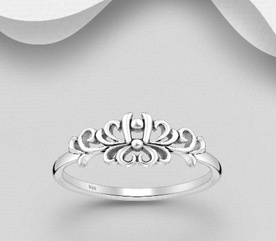 925 Sterling Silver Oxidized Ring, Featuring Swirl Design
