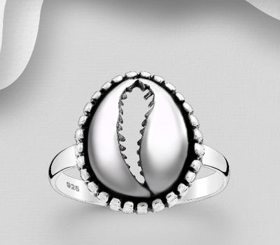 Malın səhifəsinə keç 925 Sterling Silver Oxidized Shell Ring