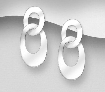 Malın səhifəsinə keç 925 Sterling Silver Abstract Oval Push-Back Earrings