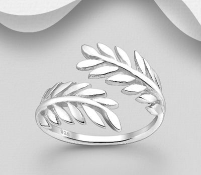 925 Sterling Silver Adjustable Leaf Ring