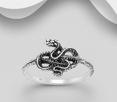 Malın səhifəsinə keç 925 Sterling Silver Oxidized Snake Ring