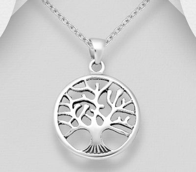 925 Sterling Silver Oxidized Tree Of Life Pendant