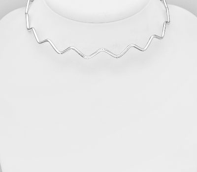 925 Sterling Silver Zigzag Choker