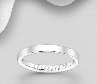 925 Sterling Silver Engravable Band Ring, 3 mm Wide