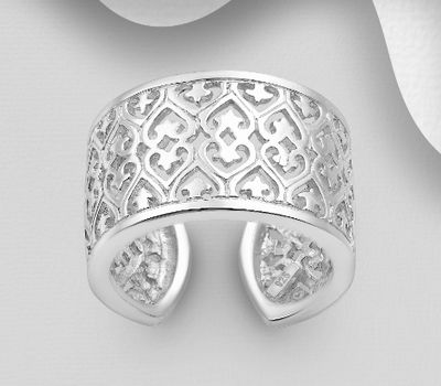 925 Sterling Silver Adjustable Swirl Patterned Ring