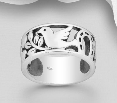 Malın səhifəsinə keç 925 Sterling Silver Oxidized Bird, Clover, Flower, Heart, Horseshoes And Leaf Ring