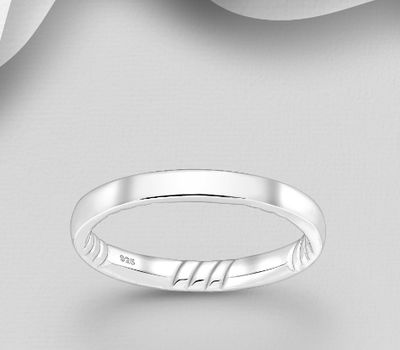 925 Sterling Silver Engravable Band Ring, 3 mm Wide