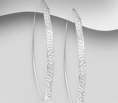 925 Sterling Silver Hammered Hook Earrings