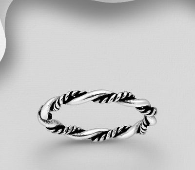 Malın səhifəsinə keç 925 Sterling Silver OxidizedTwisted Wire Wrapped Around Band Ring