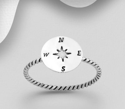 Malın səhifəsinə keç 925 Sterling Silver Oxidized Compass Ring