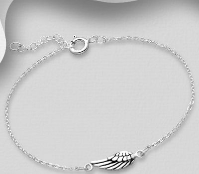 925 Sterling Silver OxidizedAngel Wings Bracelet