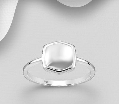 925 Sterling Silver Engravable Hexagon Ring