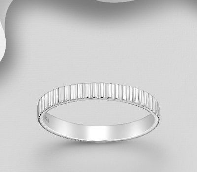 Malın səhifəsinə keç 925 Sterling Silver Textured Band Ring, 3 mm Wide.
