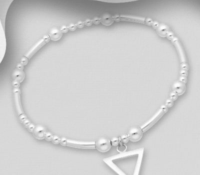 925 Sterling Silver Stretch Bracelet Featuring Triangle