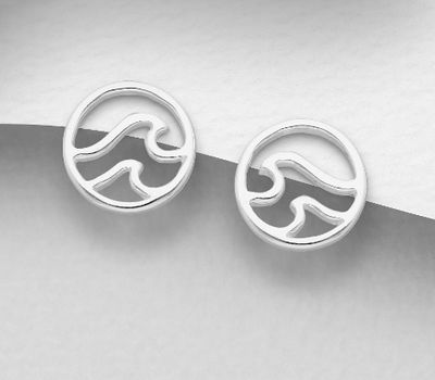 925 Sterling Silver Circle Wave Push-Back Earrings
