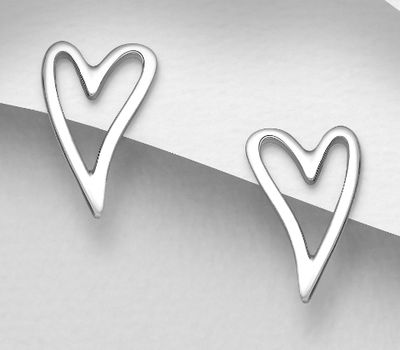 925 Sterling Silver Heart Push-Back Earrings