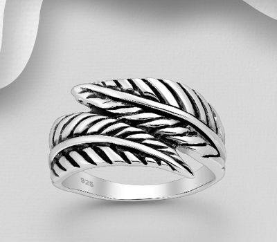 925 Sterling Silver Adjustable Leaf Ring