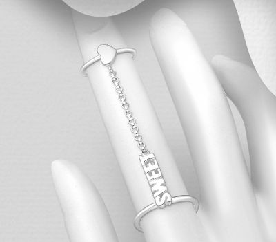 Malın səhifəsinə keç 925 Sterling Silver Double Ring with Heart &