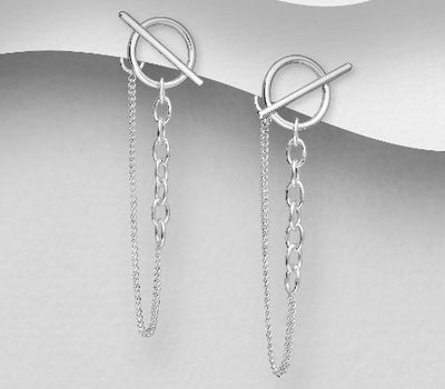 Malın səhifəsinə keç 925 Sterling Silver Bar and Circle Push-Back Earrings