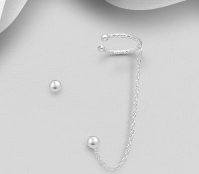 Malın səhifəsinə keç 925 Sterling Silver Ball Ear Cuff and Push-Back Earrings