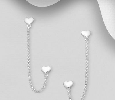 925 Sterling Silver Double Heart Push-Back Earrings