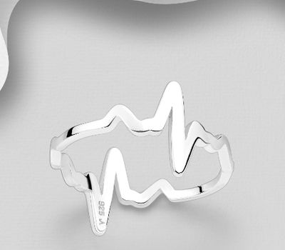 925 Sterling Silver Heartbeat Ring