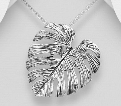 925 Sterling Silver Oxidized Leaf Pendant