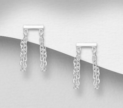 925 Sterling Silver Push-Back Earrings, Plating WithPure Silver And E-Coat