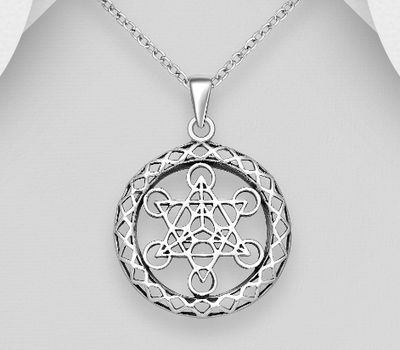 925 Sterling Silver Oxidized Circle Pendant