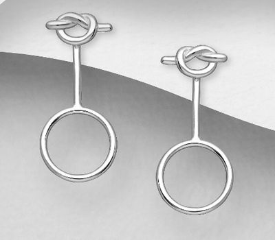 925 Sterling Silver Circle and Love Knot Jacket Earrings