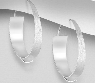 Handmade 925 Sterling Silver Matt Hoop Earrings