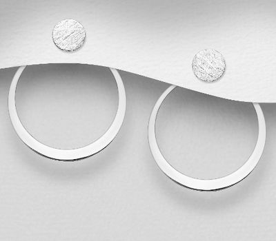 925 Sterling Silver Matt Circle Jacket Earrings