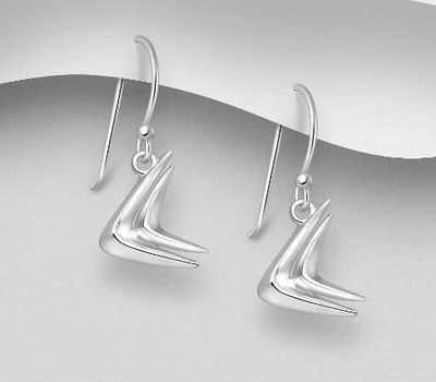 925 Sterling Silver Boomerang Hook Earrings