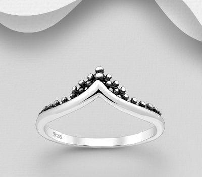 925 Sterling Silver Oxidized Chevron Ring