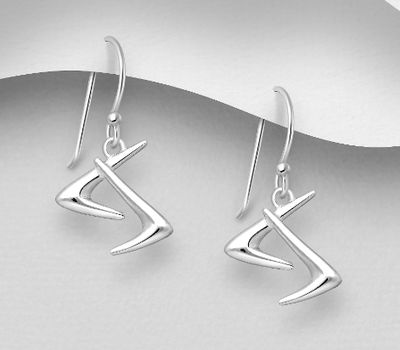 925 Sterling Silver Boomerang Hook Earrings