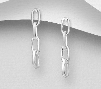 925 Sterling Silver Links Push-Back Earrings