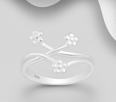 925 Sterling Silver Flowers Ring