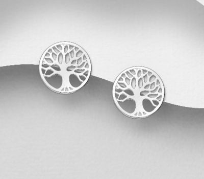 Malın səhifəsinə keç 925 Sterling Silver Tree of Life Push-Back Earrings