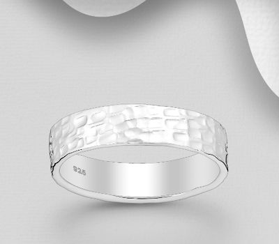 Malın səhifəsinə keç 925 Sterling Silver Textured Band Ring, 5 mm Wide.