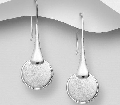 925 Sterling Silver Circle Matt Hook Earrings