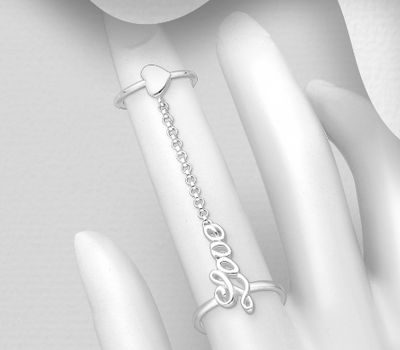 Malın səhifəsinə keç 925 Sterling Silver Double Ring with Heart &