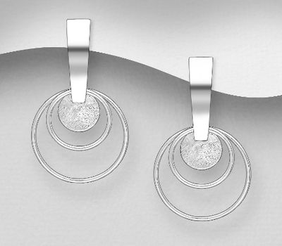925 Sterling Silver Matt Circle Push-Back Earrings