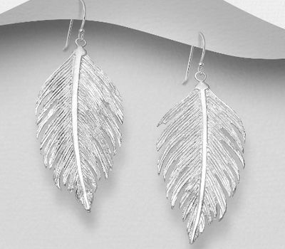 925 Sterling Silver Feather Hook Earrings
