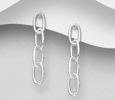 925 Sterling Silver Links Push-Back Earrings